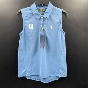 William Murray Women's Sleeveless Golf Polo A Line Polo‎ Blue Sz Small New